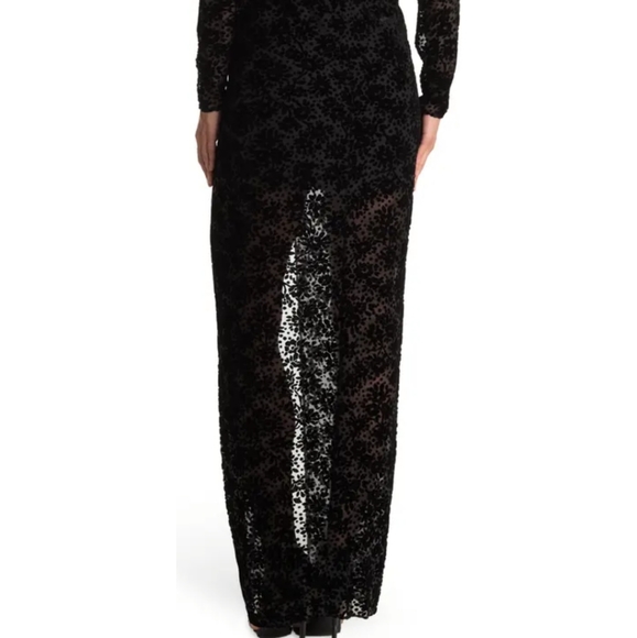 NWT Veronica Beard Velvet V Neck Plunging Lace Floral Print Slit Maxi Dress Gown - Picture 6 of 12